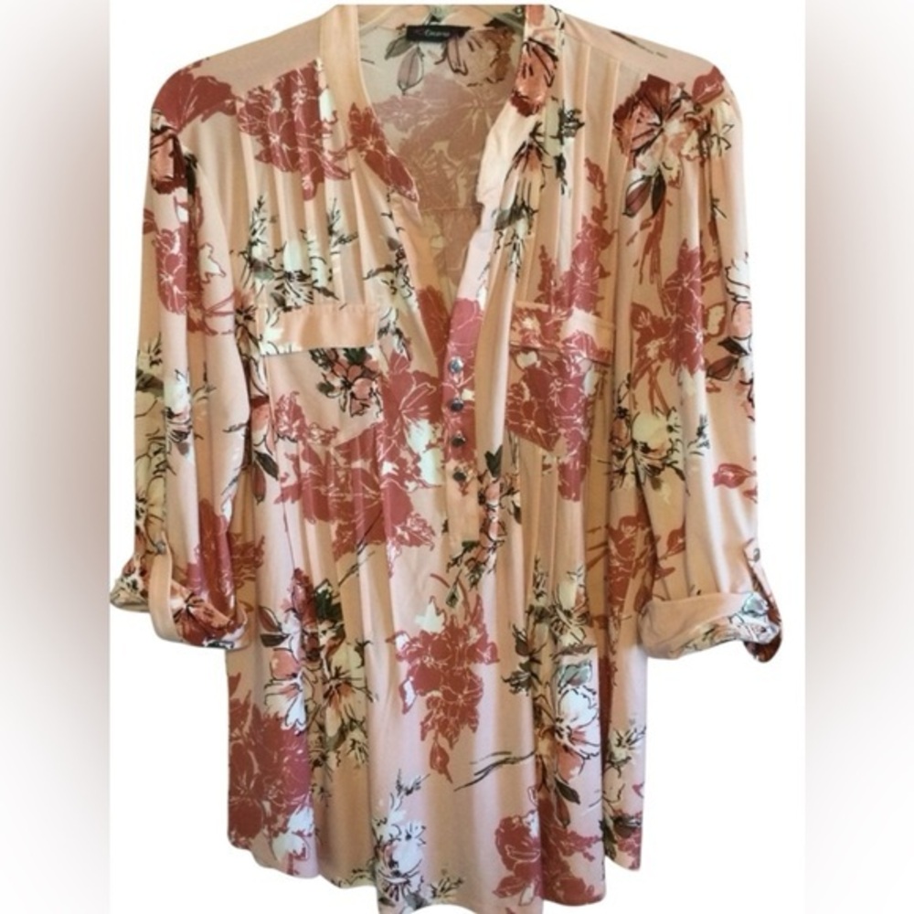 Cocomo Pink Tailered Women's Top Dressy or Casual Pink and Cream Size XL